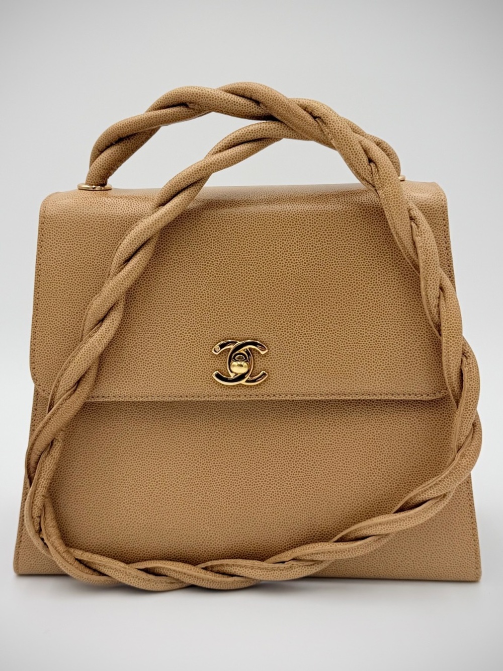 Chanel Vintage Matelassé Caviar Crossbody — Beige